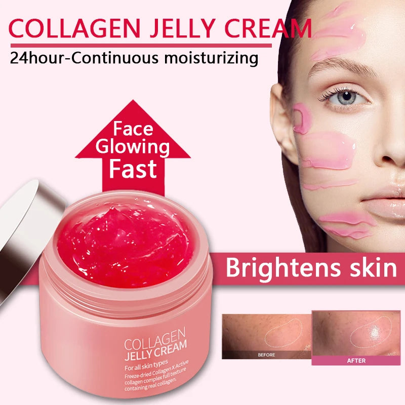2025 New Collagen Jelly Cream Niacinamide Hydrolyzed Whitening Brightening Moisturizer Collagen Korean Skincare Products 3.88OZ.