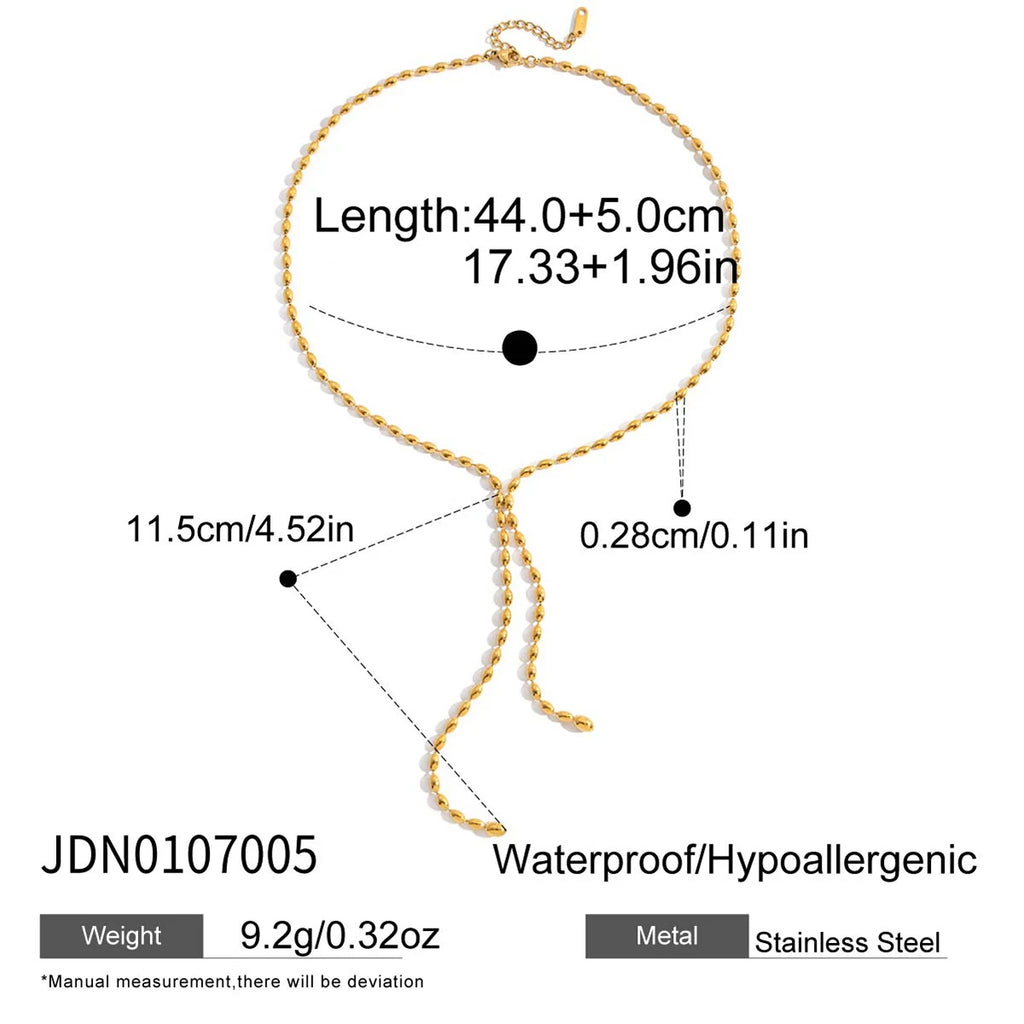 Youthway Fashionable Pearl Fringe Y-shaped Chain Necklace Stainless Steel 18k Gold Color-plated Women's Necklace