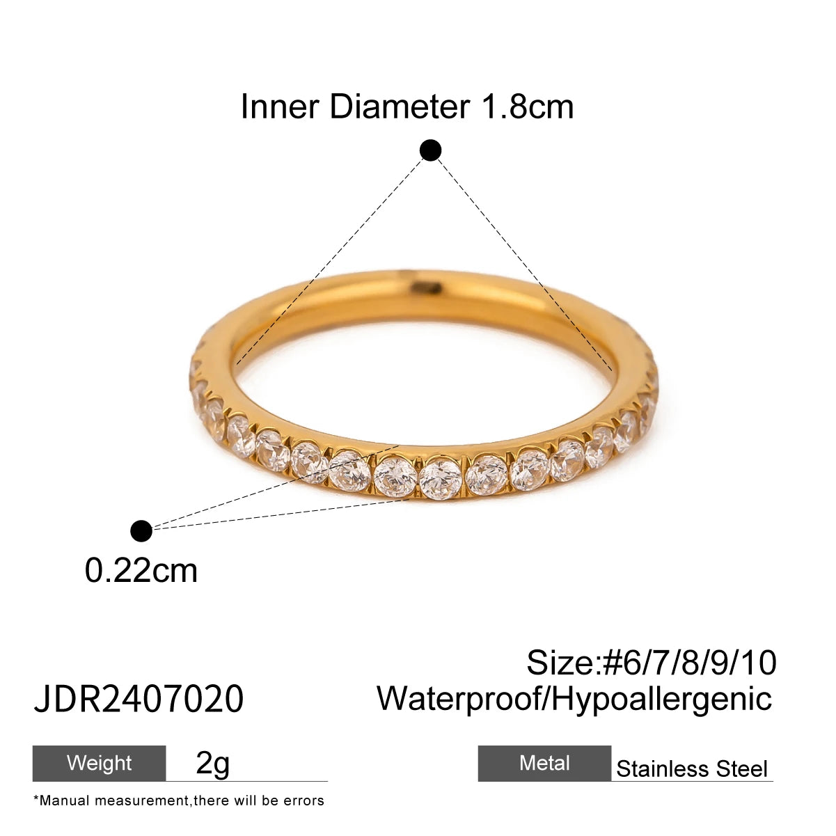 Uworld Minimalist 18K Gold Color Plated Stainless Steel Geometric Zircon Flower Ring Stackable Texture Ring Women's Jewelry