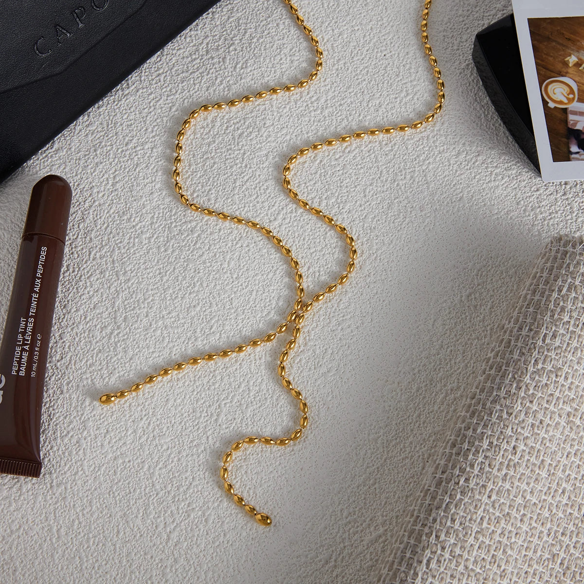 Youthway Fashionable Pearl Fringe Y-shaped Chain Necklace Stainless Steel 18k Gold Color-plated Women's Necklace