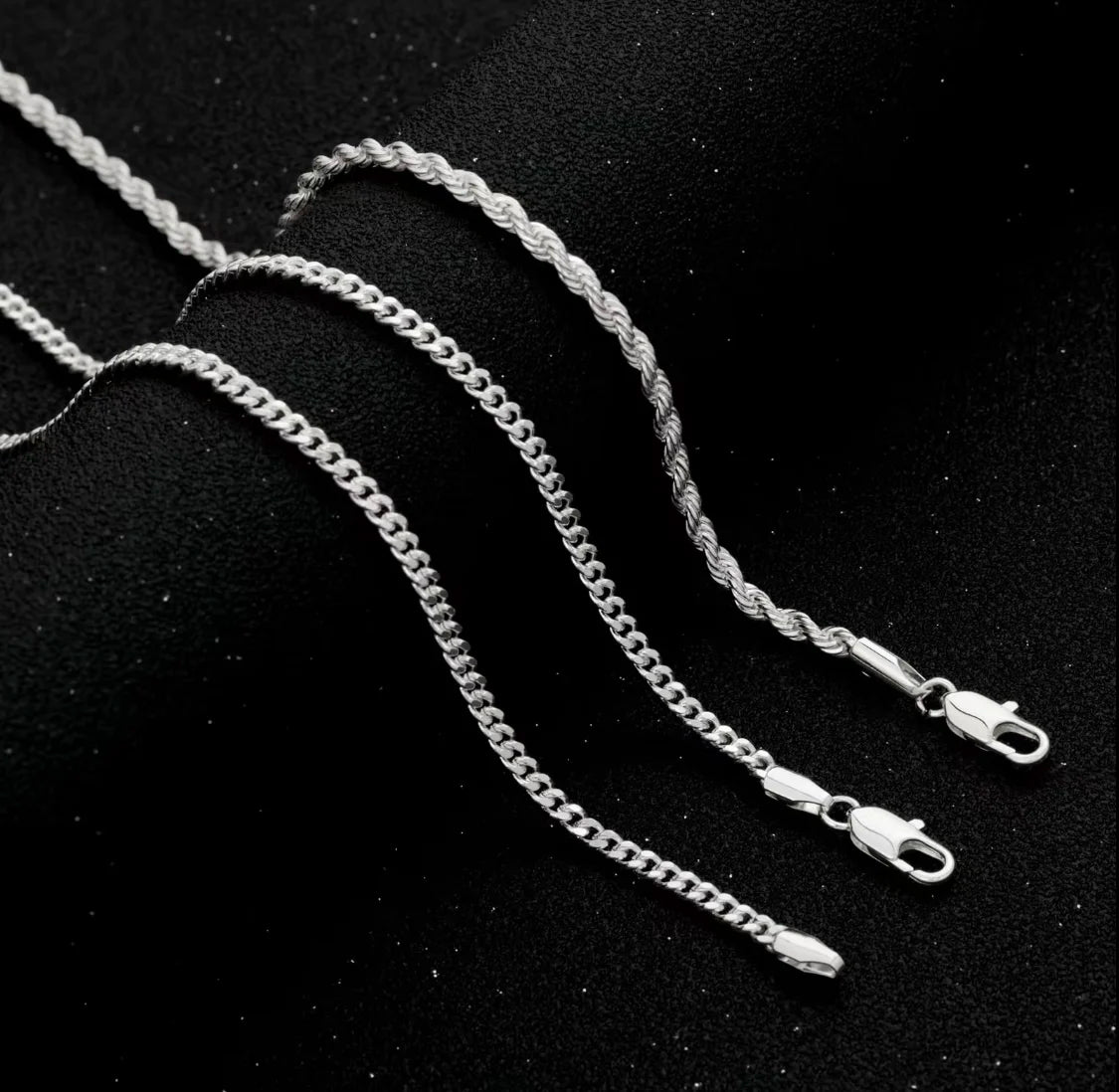 Fashionable Double Chain Set + Cross, Unisex - 3mm Layered Cuban Chain Necklace Set Minimalist Jewellery Gift 20-24 Inches Gift