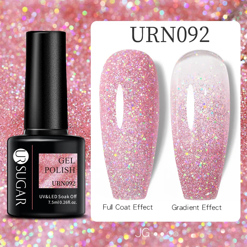 UR SUGAR 7.5ml Nude Glitter Color Nail Gel Polish Semi-permanent Varnish Soak Off Nail Art Base Top Coat UV LED Gel Manicure
