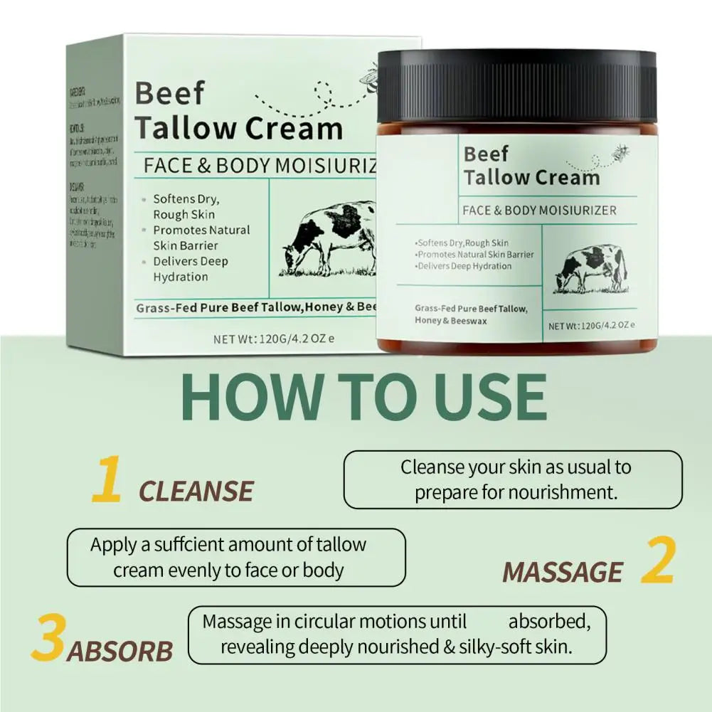 120g Beef Tallow Honey Moisturizer Cream Brightening Rejuvenation Nourishing Hydrating Redness Repair Pore Women's Cosmetics