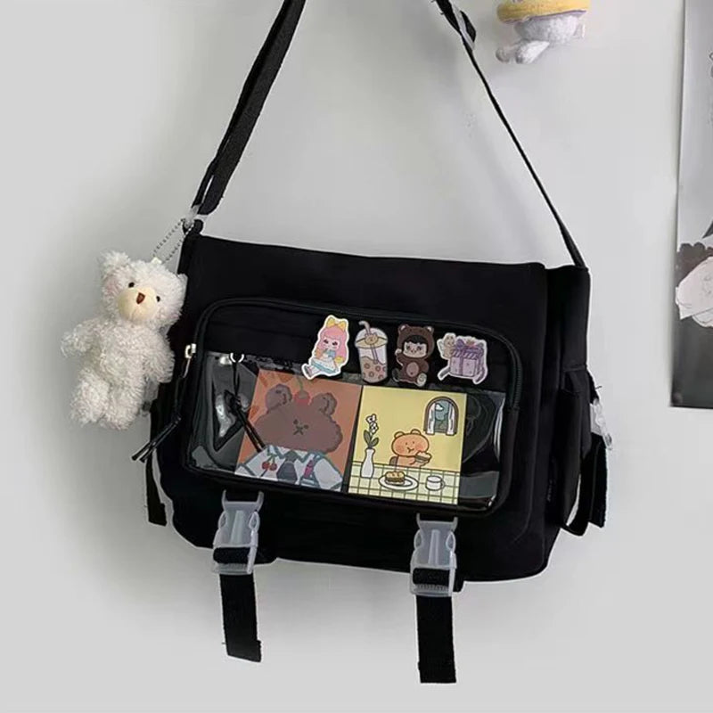 Japanese Style Kawaii Itabag for Dolls Large Handbags New Nylon School Bags for Teenage Girls Tote Shoulder Bag JK Crossbody Bag