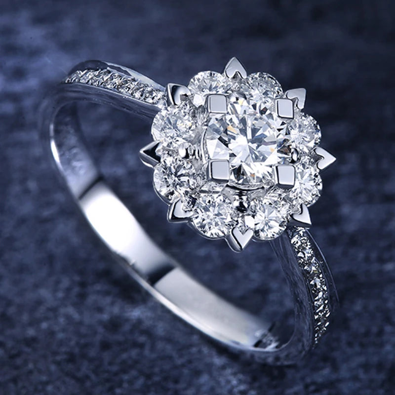 Luxury 925 Sterling Silver Classic Ring for Women  snowflake jewelry simple 30ct diamond ring imitation diamond women's ring