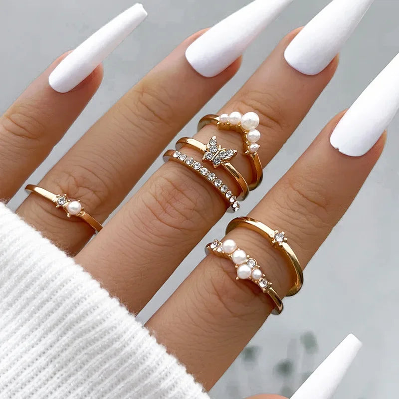 New Fashion Creative Geometric Leaf Wave Hollow Ring Set 11 Pcs for Women Men Simple Knuckle Ring Charm Wedding Party Jewelry