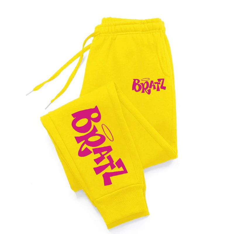 Bratz Pink Letter Print Casual Versatile Women Pants Fashion Trendy Hip Hop Trousers With Drawstring Pockets Sweatpants Female