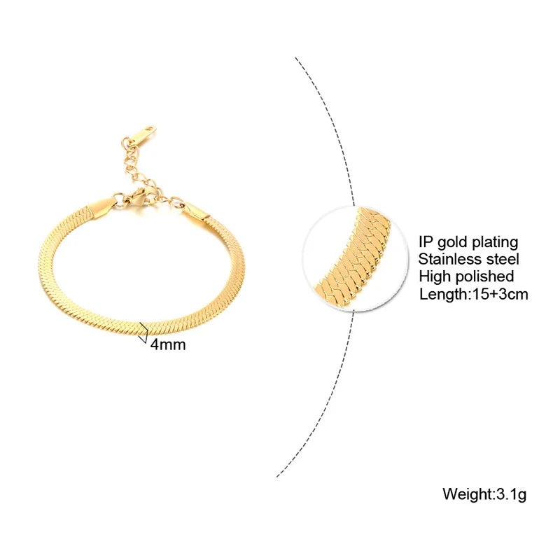 Waterproof Stainless Steel Chain Bracelets For Women , Gold Plated Fashion Stackable Link Bracelet Gifts