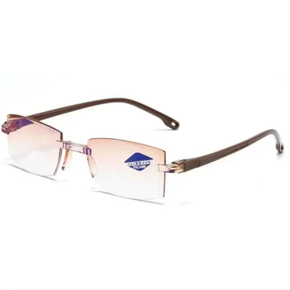 2024 Bifocal Progressive Reading Glasses Diamond-cut Men Blue Light Blocking Multifocal Eyewear Ultralight Rimless Eyeglasses