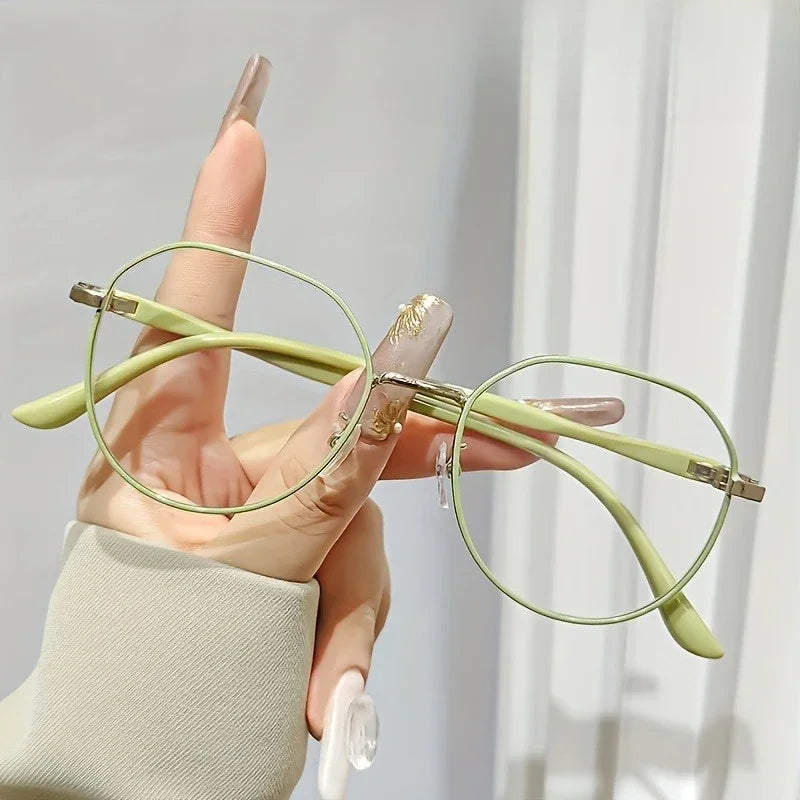 【+100~+400】Simple Classic Round Metal Frame Women'S Reading Glasses Suitable for Daily Reading and Wear Glasses