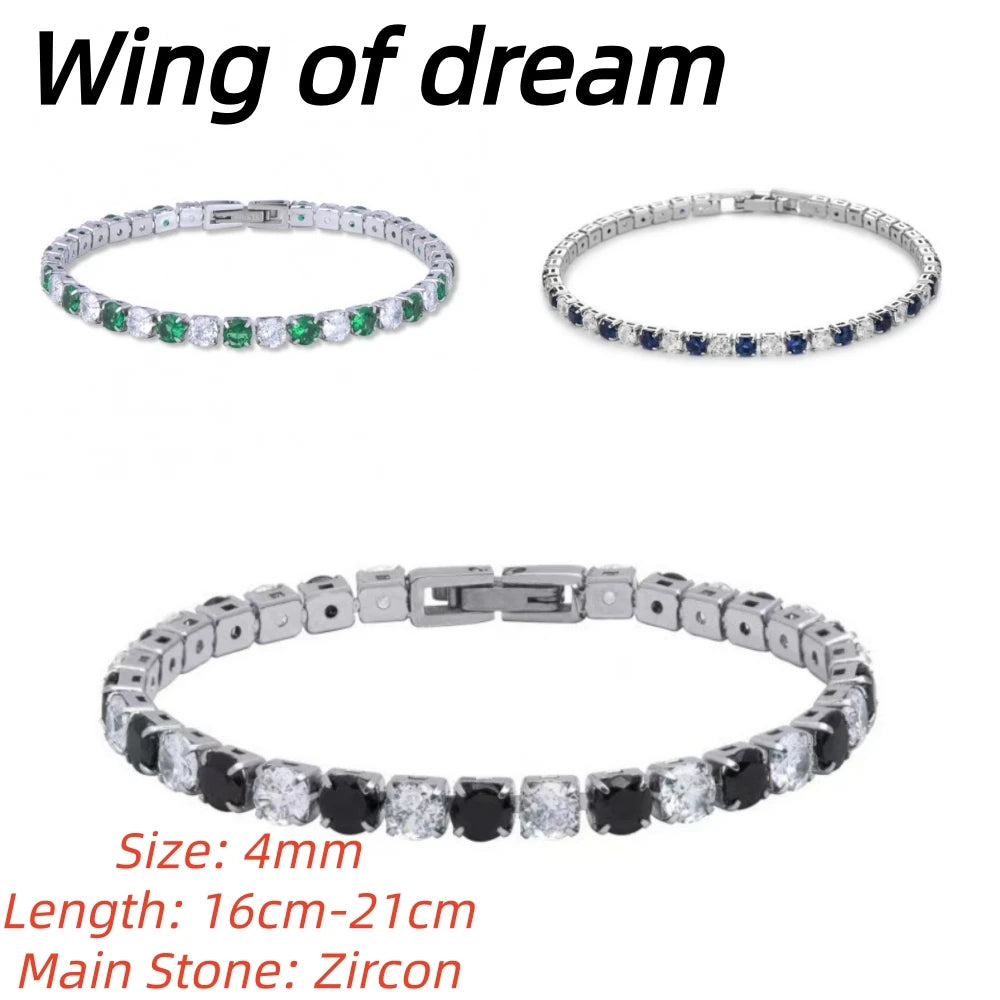 925 Sterling Silver Jewelry, 16cm-21cm Tennis Bracelet 4mm Crystal Zircon Anniversary Gift Women's Sterling Silver Bracelet