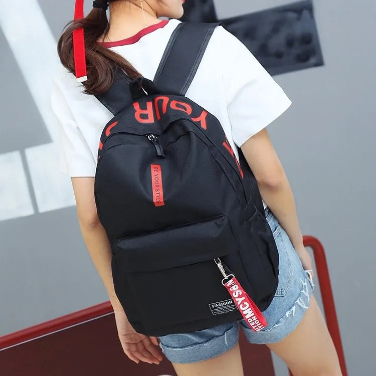 Fashion trend backpack backpack for men and women junior high school high school student bag large capacity korean version of th