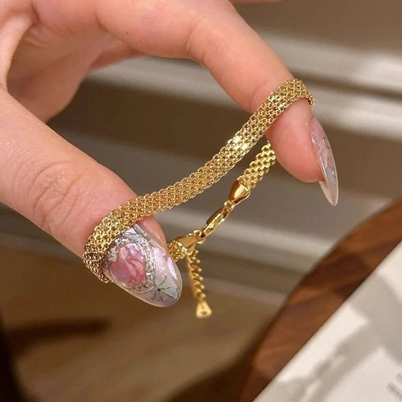 Stainless Steel Watch Strap Bracelets Vintage Woven Strap Bracelet for Women Daily Simple Versatile High-end Jewelry Girl's Gift