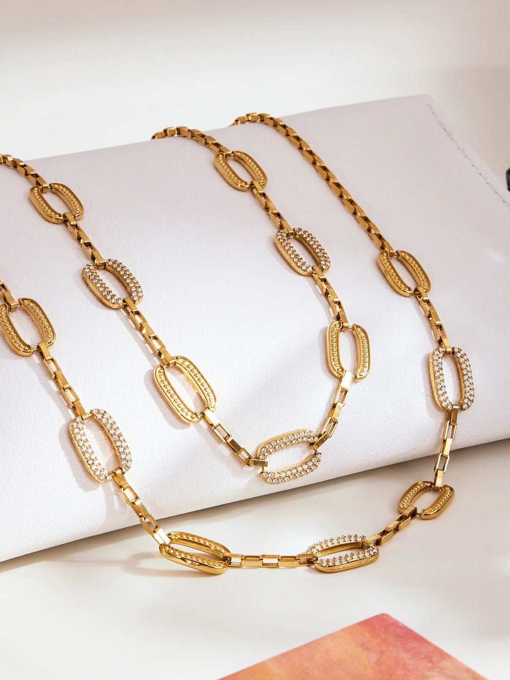 Stainless Steel Chain Necklace Bracelet Matching Earring For Women 18k Gold Plated With Zircon Necklaces Bracelets Earrings Set