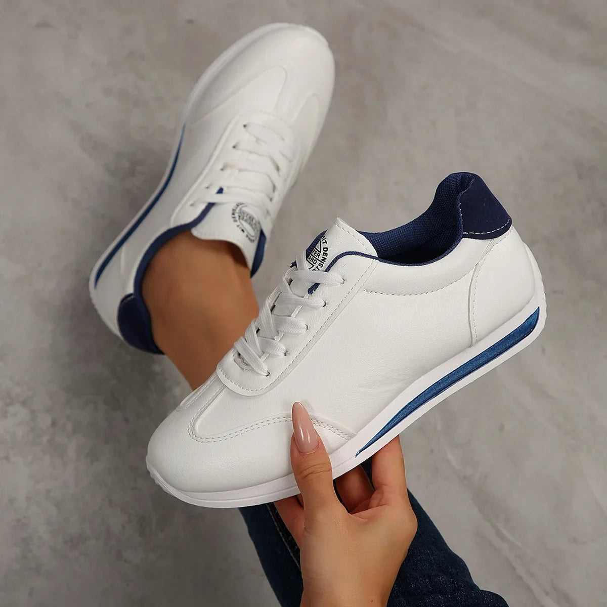 Large Size Women's Fall Hot Sale Of The Season Fashion Contrast Color Leather Surface AG Shoes Casual Sports Shoes with Lace Des