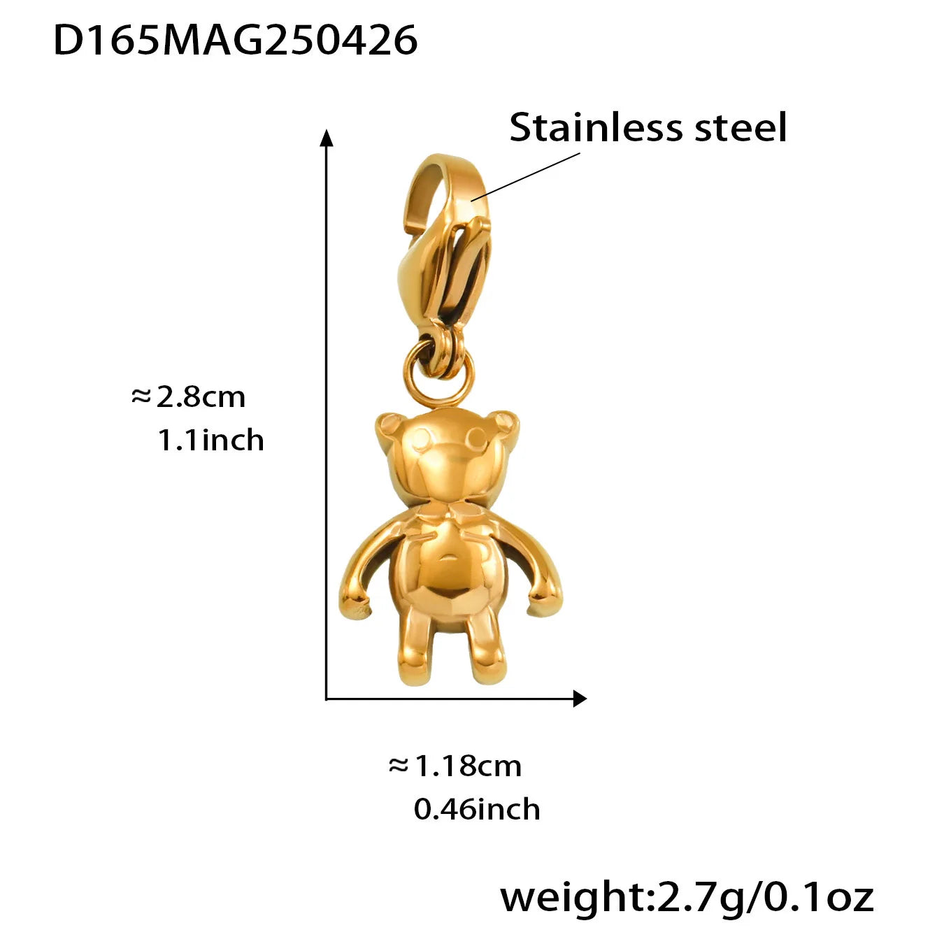 Nivora Stainless Steel Little Bear Heart Zircon Elephant Drop Pendant Bangles For Women Wrist Wedding Fashion Bracelets Jewelry