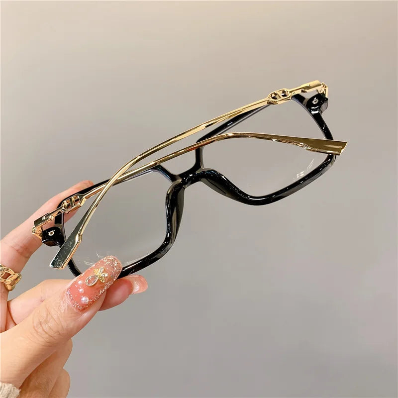 GM LUMIAS Fashion Oversized Square Eyewear Women Retro Chic Blue Light Bloking Glasses Trendy Brand Design Decor Optical Frames