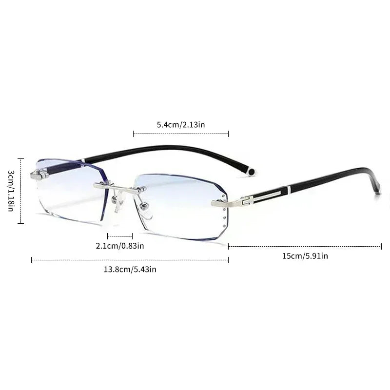 Business Photochromic Myopia Glasses for Men Diamond Cut Rimless UV400 Luxury Eyeglasses Color Changing Diopters -1.0 To -4.0