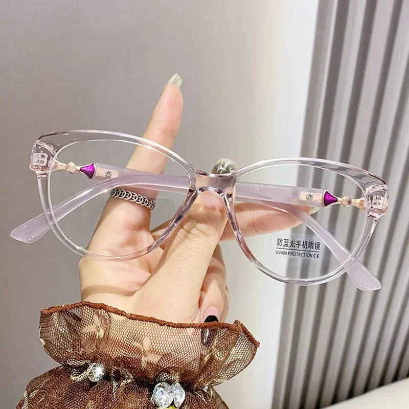 Luxury Ladies Reading Glasses Woman Prescription Glasses For Sight Plus Women's Grade Glasses Transparent Anti Blue +2 +2.5