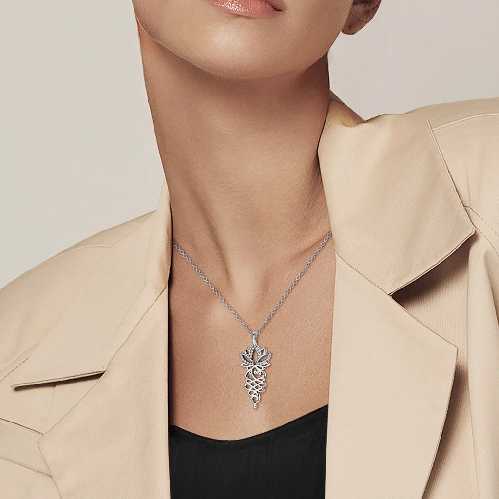 925 Sterling Silver Necklace Lotus Flower Hollow Out Simple Necklaces for Women Anniversary Birthday Jewelry Gift Female