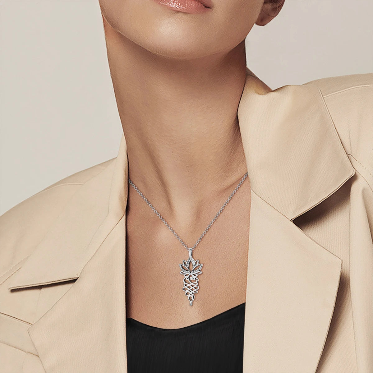 925 Sterling Silver Necklace Lotus Flower Hollow Out Simple Necklaces for Women Anniversary Birthday Jewelry Gift Female