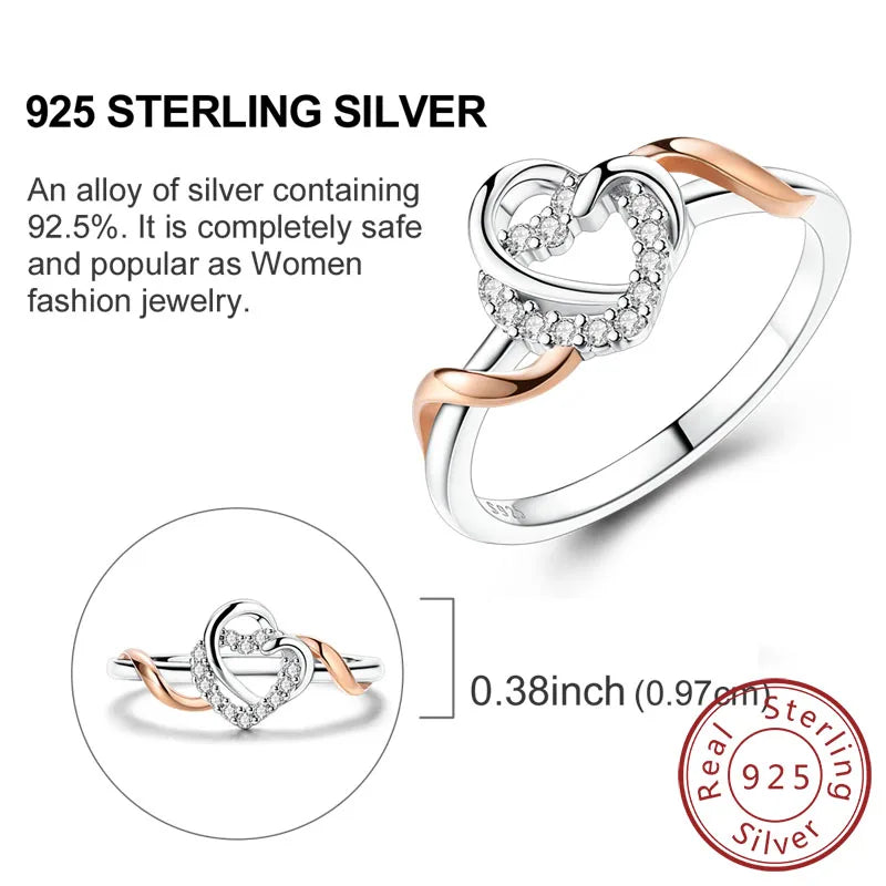 Rings Original 925 Sterling Silver Rings Bow Heart Sun Moon Star Zircon Rings For Women Jewelry Birthday Anniversary Gifts