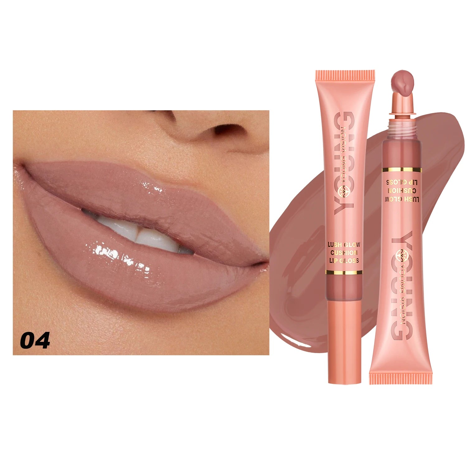 YOUNG VISION  6 color Liquid Water Brightening Lip Color Plush Brush Head Squeezing Lip Color Moisturizing  Lip Glaze