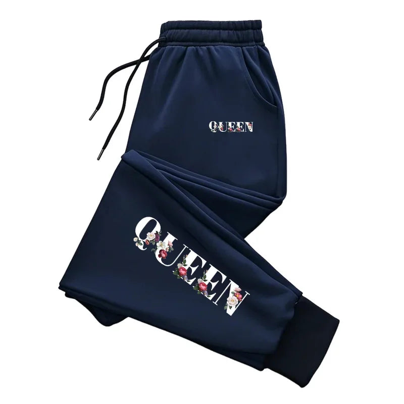 Queen Printing Womens Sweatpants Casual Trousers Outdoors Sports Jogging Woman Clothing Daily Sportswear Fashion Street Pants