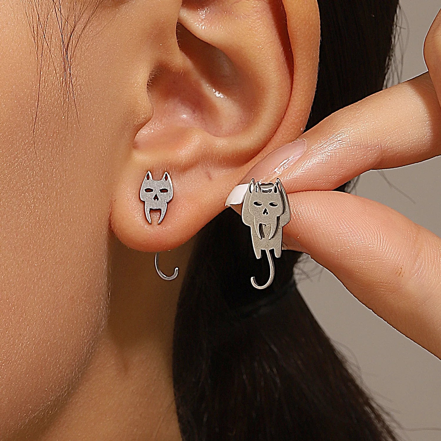 Retro Minimalist Geometric Square Detachable Triangles Stainless steel Stud Earrings for Women Fashion Jewelry Accessories Party