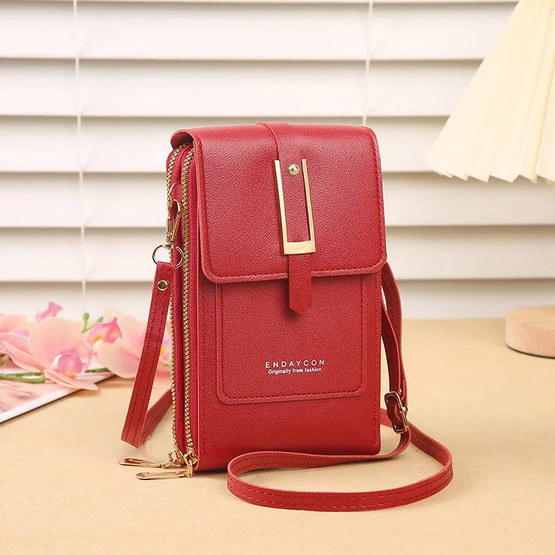 New transparent touchscreen phone bag trend simple crossbody small bag phone women's bag change bag vertical design