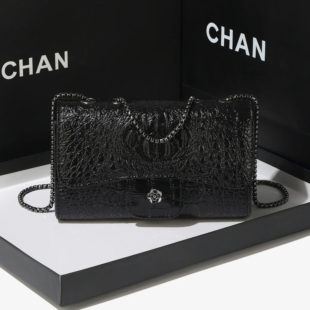 Simple Mini Crocodile Pattern Small Square Bag Summer New Style Trendy Versatile Chain