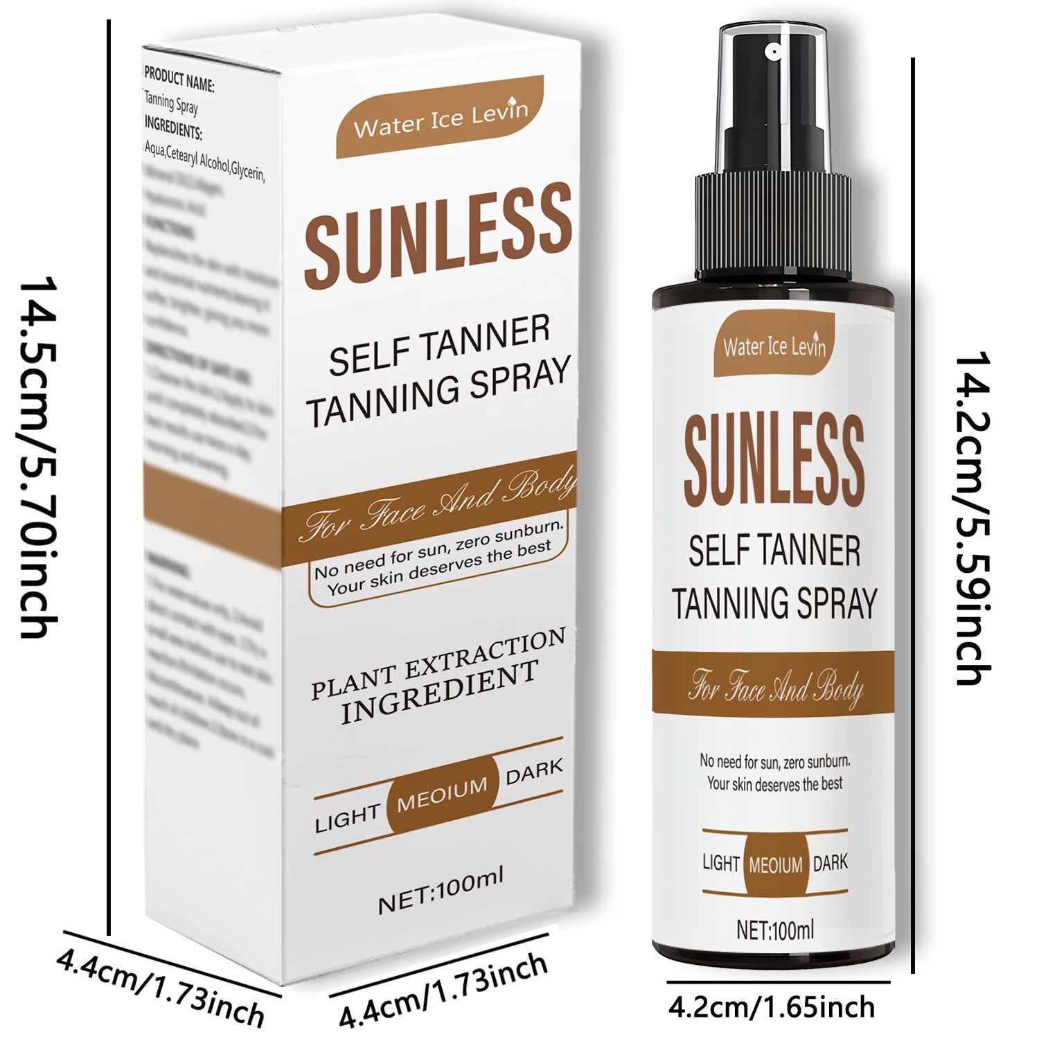 Tanning Spray - Natural Brown Tone, Formaldehyde-Free, Suitable for Men and Women with Skin Color Skin Tone, You Can Create a Sunshine Makeup from a Minute, Indoor Tanning Solution