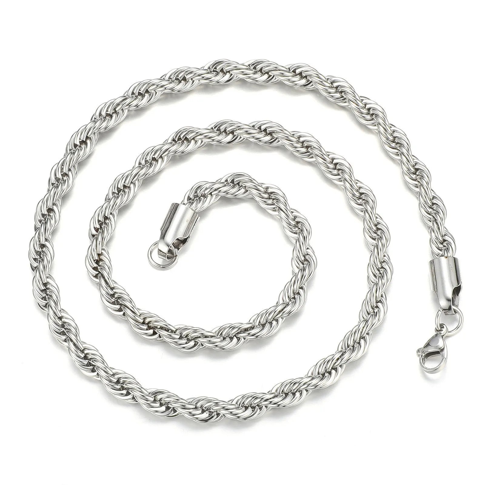 YQ 316L Stainless Steel Twisted Rope Chain Necklace For Men Women Jewelry Accessories