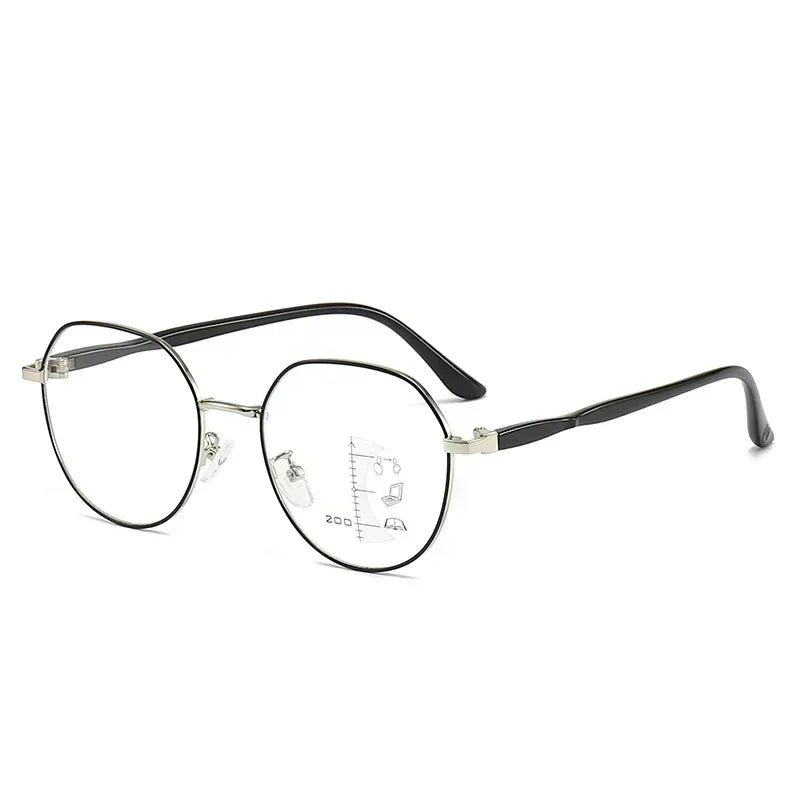 2024 Unisex Progressive Multifocal Reading Glasses Fashion Womens Round Presbyopia Eyeglasses Men Ultralight HD Computer Eyewear