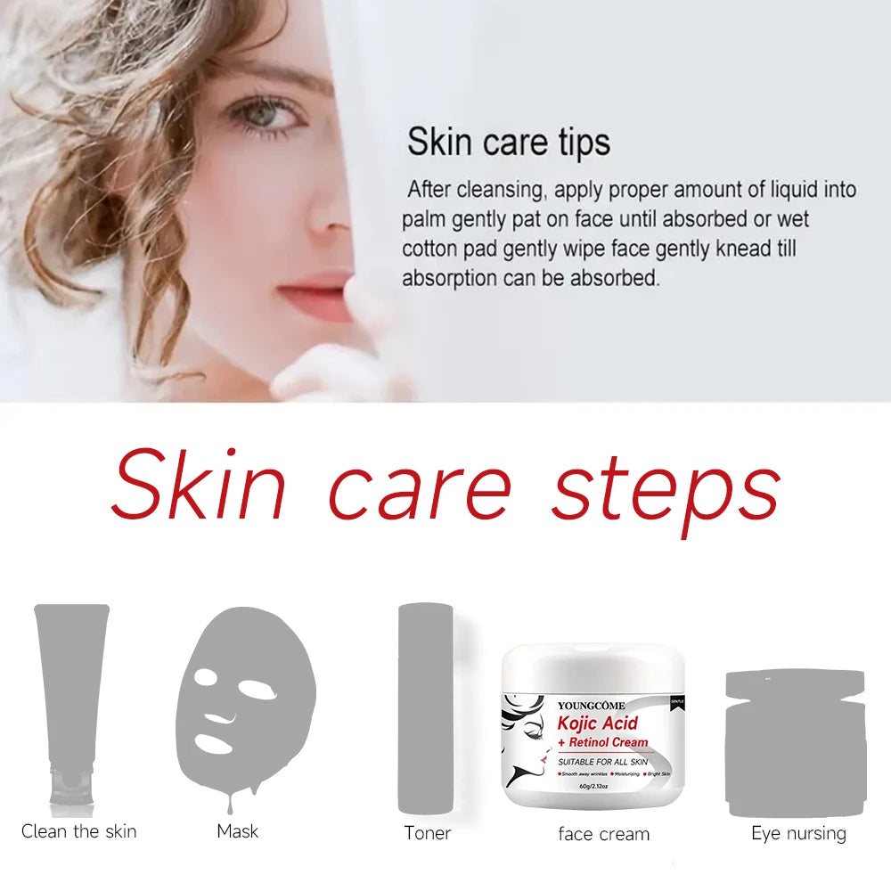 Kojic Acid+Retinol Cream,Anti-aging Cream Remove,Smooth wrinkles Face Cream For Moisturizer Whitening Brighten Skin Products