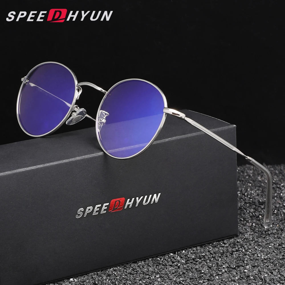 SPEEDHYUN Fashion Blue Light Blocking Glasses Men/Women Round Frame Eyeglasses Transparent Optical Lens Anti-Blue Ray Eyewear