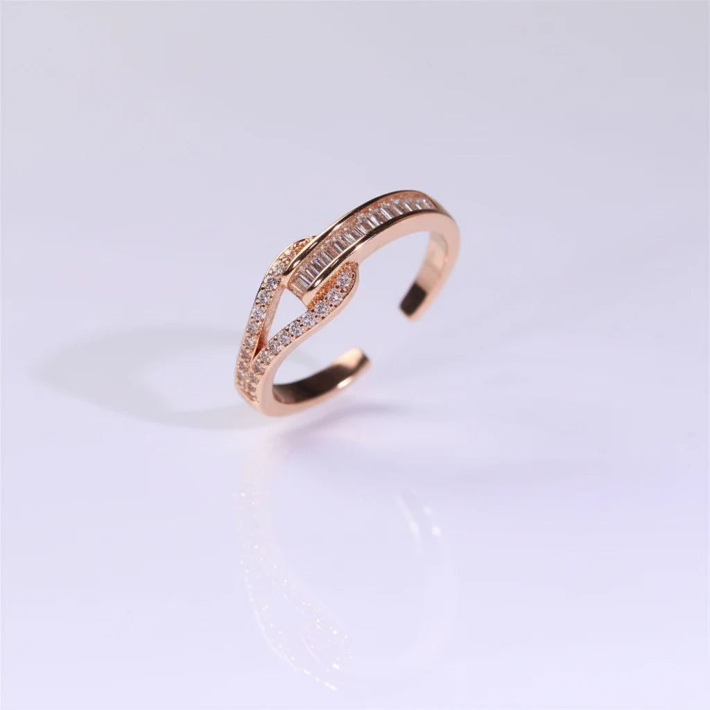 WDM Zircon Open Cubic Geometric Creative Design For Women Adjustable Finger Couple Rings Femme Wedding Jewley Party Gift