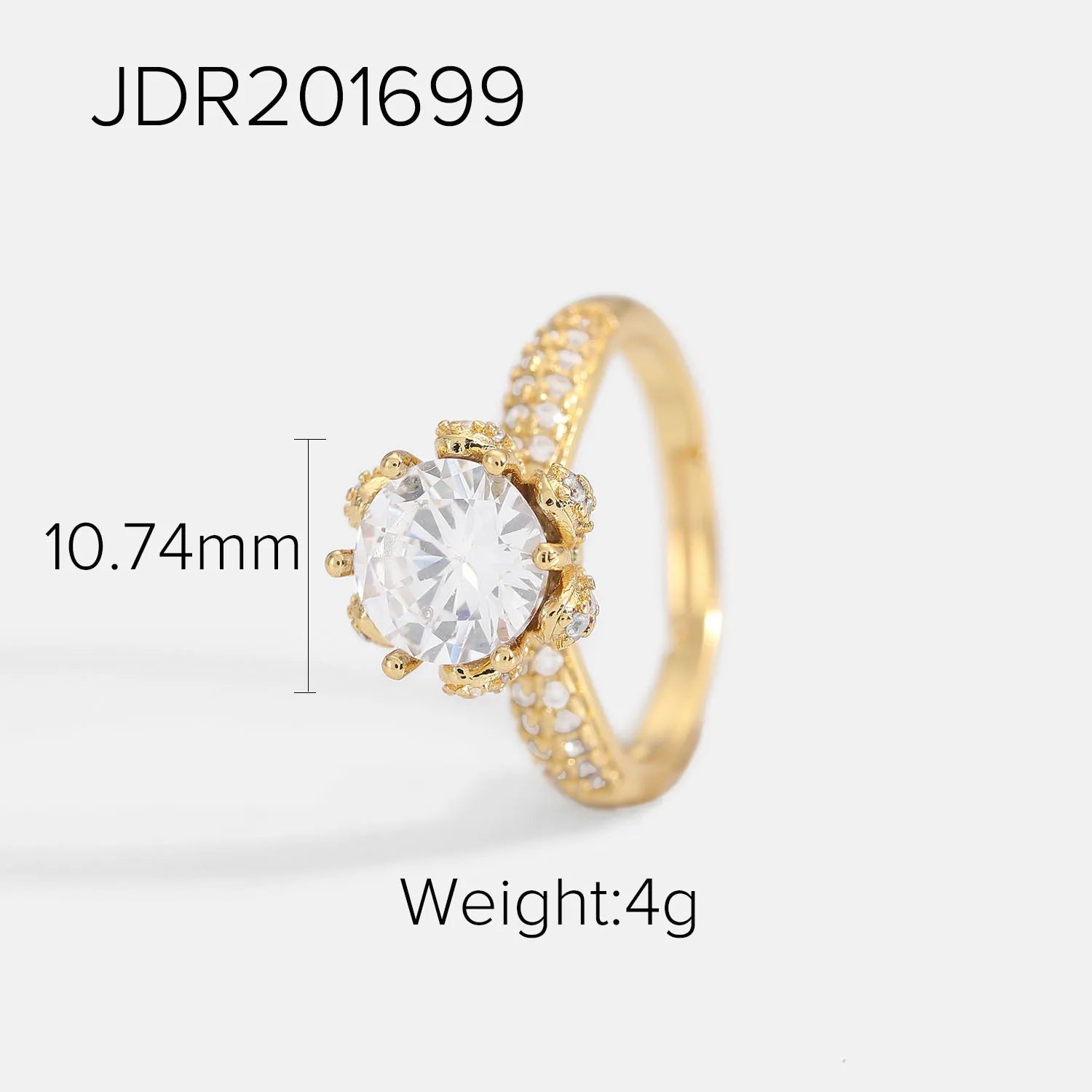 Uworld Minimalist 18K Gold Color Plated Stainless Steel Geometric Zircon Flower Ring Stackable Texture Ring Women's Jewelry