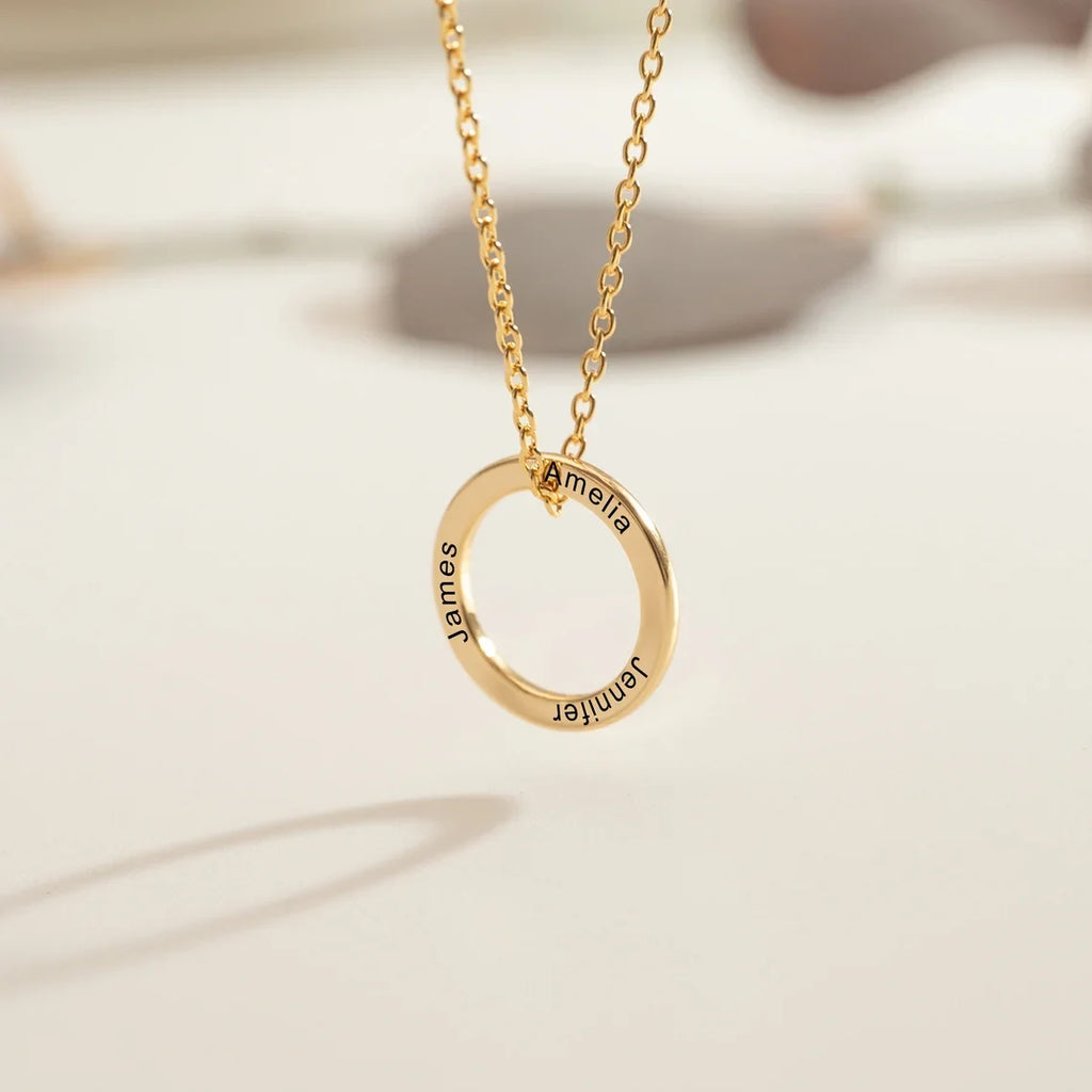 COOLTIME Custom Name Round Pendant Necklace Stainless Steel Trend Engraved Letter Necklace Jewelry Gift for Women