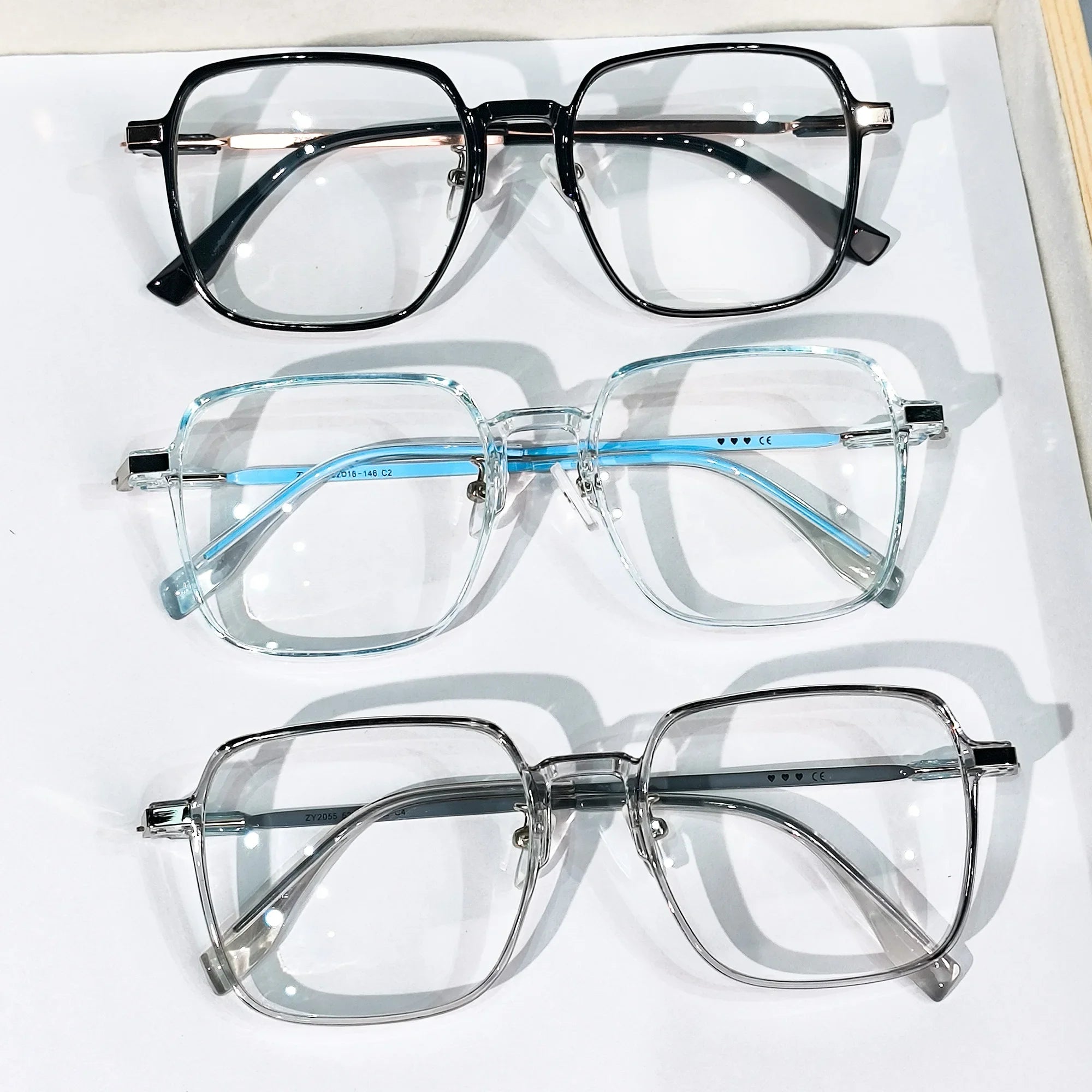 Large Square Reading Glasses with Glitter, Fashionable Reading Glasses, Reading Glasses for Women and Men  +1.0 To +4.0