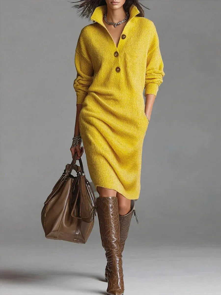 Fall Winter Sweater Dress Women 2025 Fashion Solid Color Slim Long Sleeve Midi Dresses Elegant