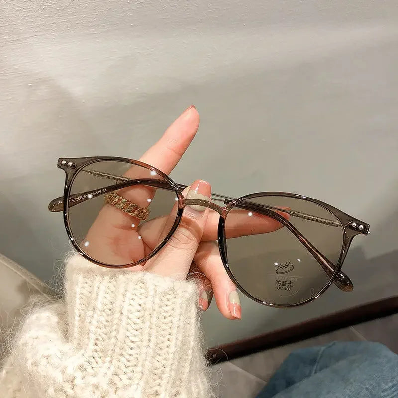 Photochromic Minus Glasses Luxury Anti Blue Light Ladies Myopia Sunglasses Finished Optical Short-sight Goggle Diopter 0 To -6.0