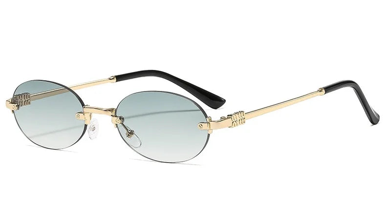 Frameless Oval Personality Sunglasses Luxury Brand Ins Style Summer Sun Protection Sunglasses High-End Fashion Sunglasses UV400