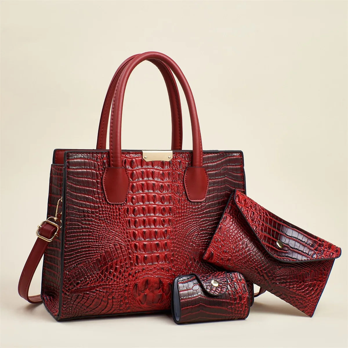 New Fashion Large Capacity Crocodile Pattern Set Handbag Trendy Women's Crossbody Bag Quality Single Crossbody Shoulder Bag