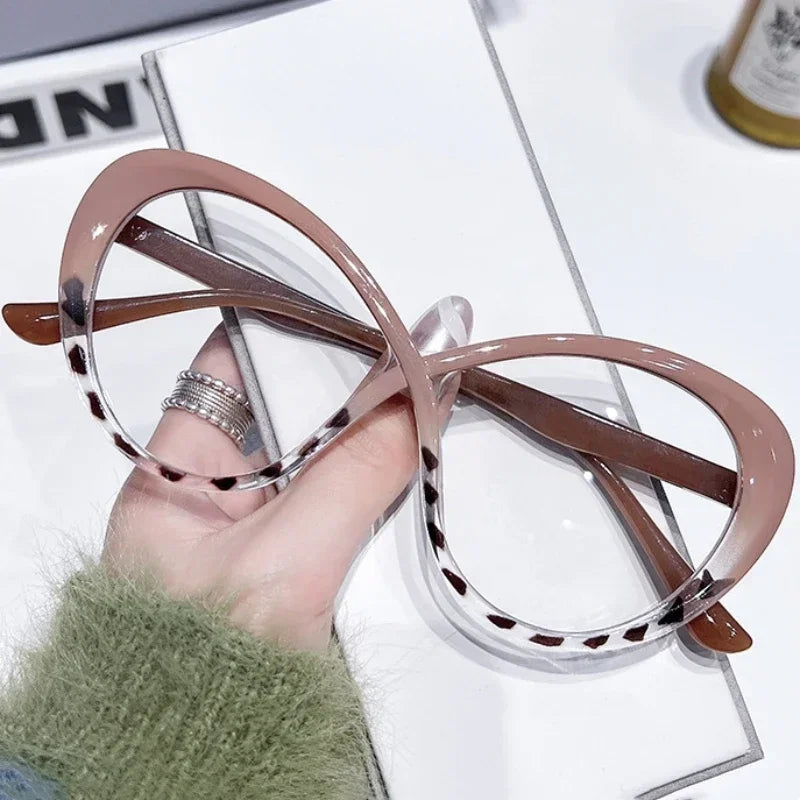 Infinity Oversized Frame Ladies Hyperopia Glasses Vintage Round Finished Reading Plus Eyeglasses Prescription Presbyopia Diopter