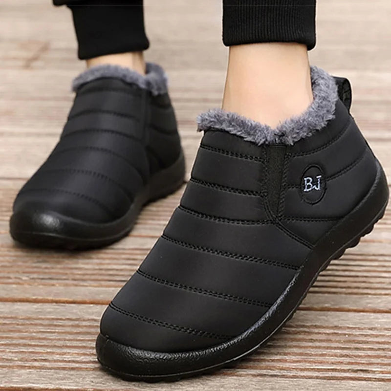 Women Boots Slip On Ankle Boots For 2025 Winter Shoes Women Snow Boots Keep Warm Fur Winter Botas Mujer Black Short Boot Female