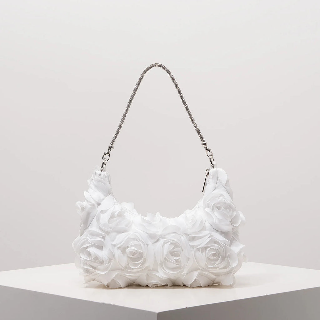 Rose Flower Shoulder Bag, Prom Dresses for Women, Sequin Bag, Luxury Handbag, Elegant Bag for Women, Wedding Items (Random Pattern)