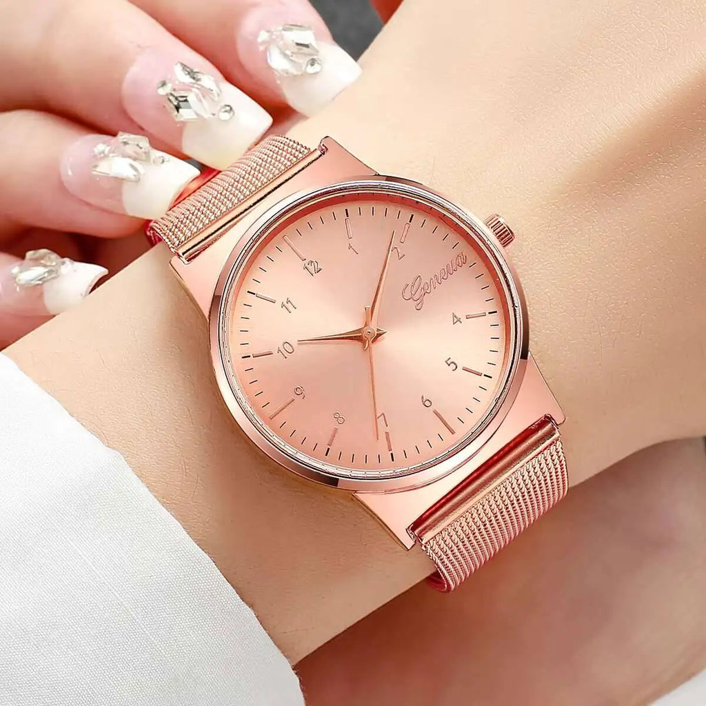 1/2PCS Fashion Women Watches Set Simple Mesh Band Arabic Dial Quartz Watch For Ladies Clock Reloj Mujer（Without Box）
