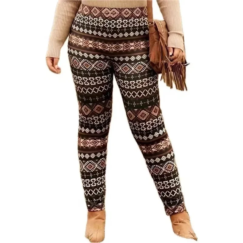Women's Plus Size 1XL-5XL Casual Loose Printed Geometric Pattern Tight Pants Fashion Elastic Yoga Pants
