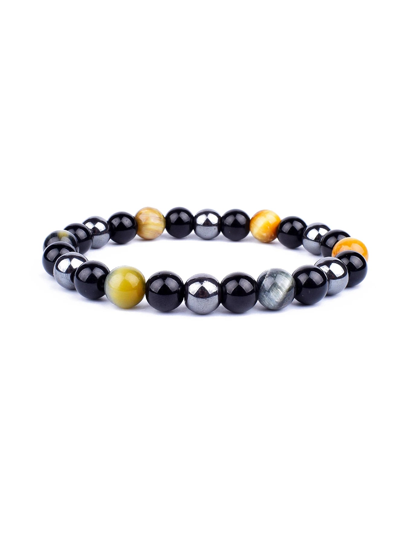 Triple Power Beaded Bracelet Tiger's Eye for Courage Obsidian Grounding & Pyrite for Wealth Natural Stones Healthy Care Jewelry